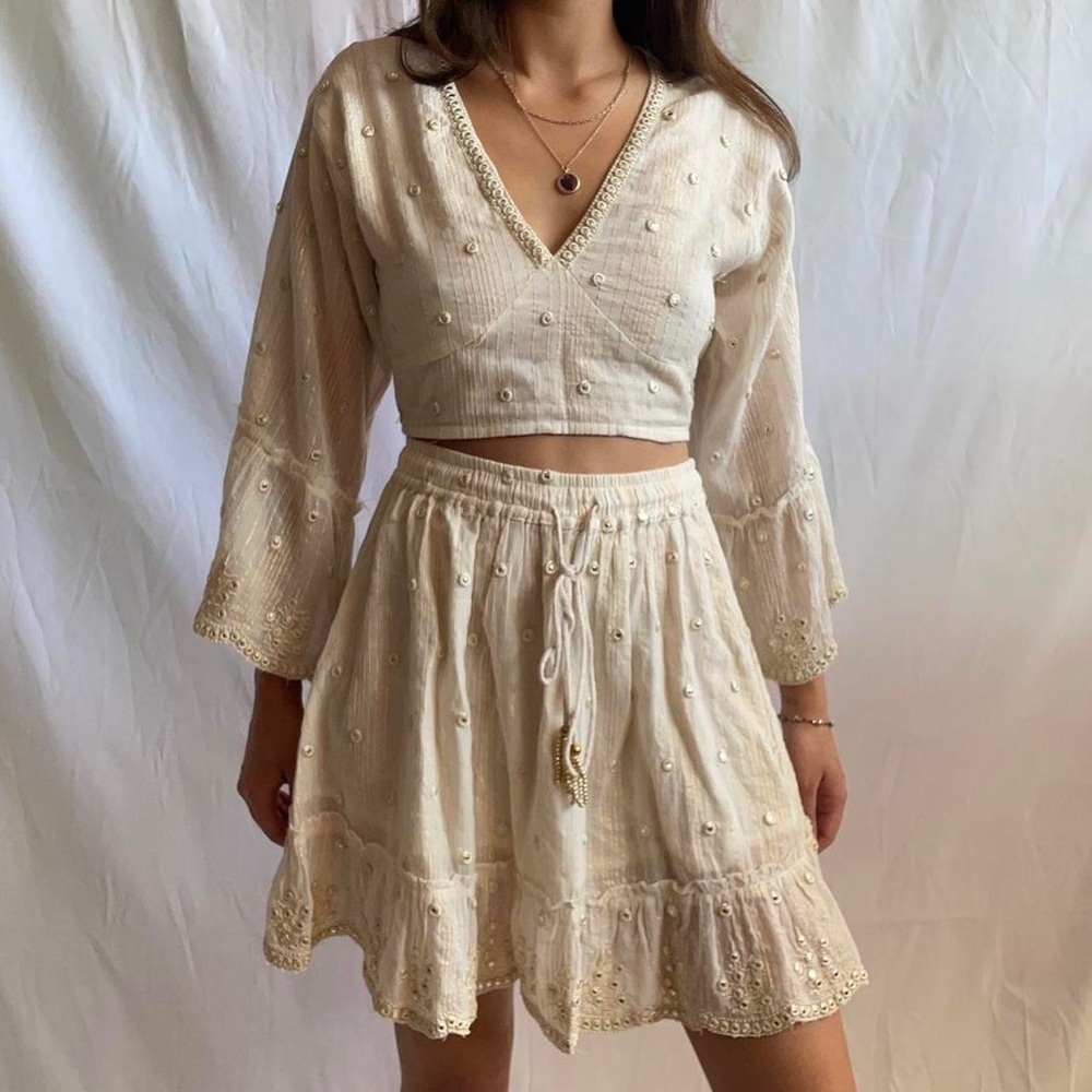 Z&L Europe - Made with Love Cream Metallic skirt